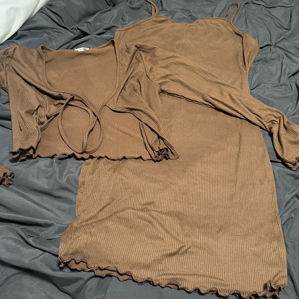Dress and cropped cardigan set